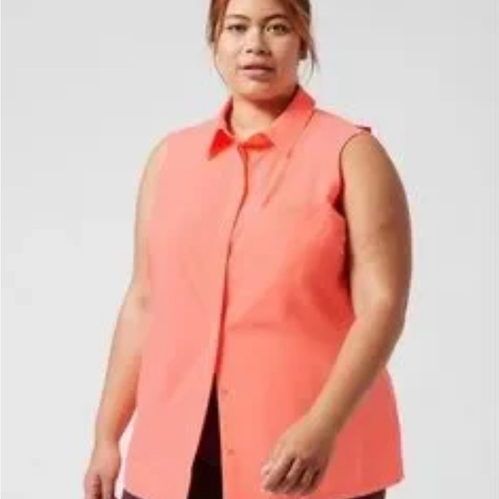 Athleta Urbanite  Tank Sunset Glow Orange Sleeveless Blouse Lightweight Coral 3X